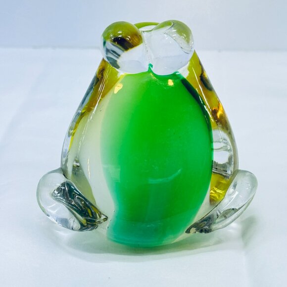 Vintage Crystal Glass Frog Paperweight Figurine Taiwan Collectible - Picture 7 of 10